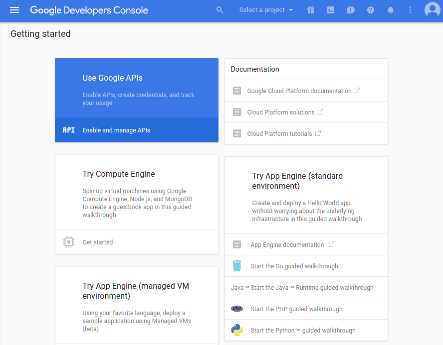 Google Developers Console